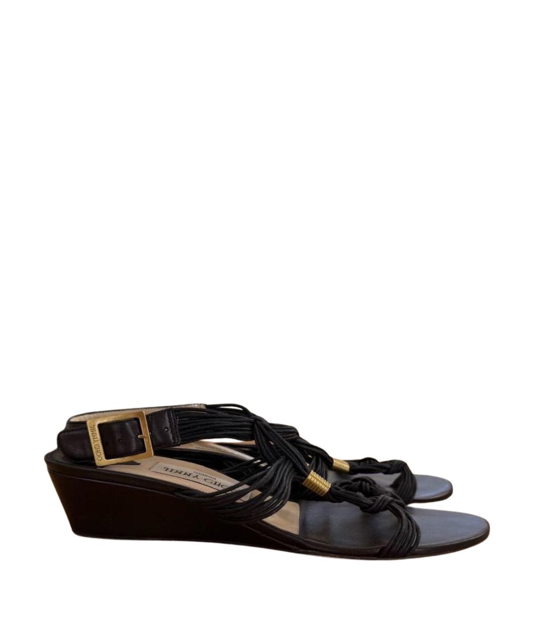 JIMMY CHOO Черные кожаные босоножки, фото 1
