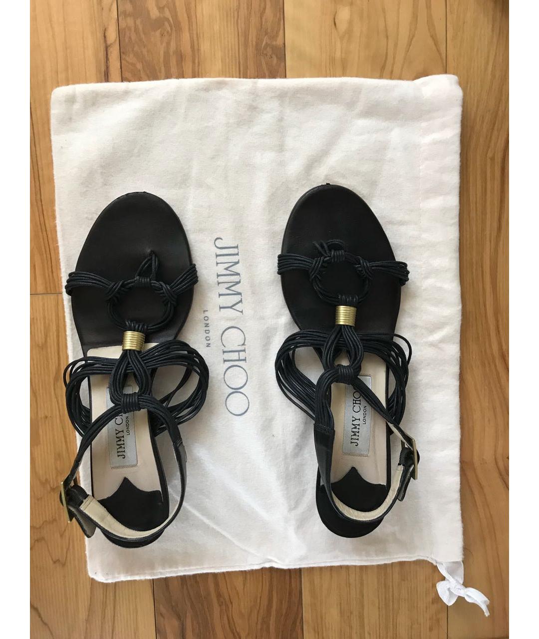 JIMMY CHOO Черные кожаные босоножки, фото 4