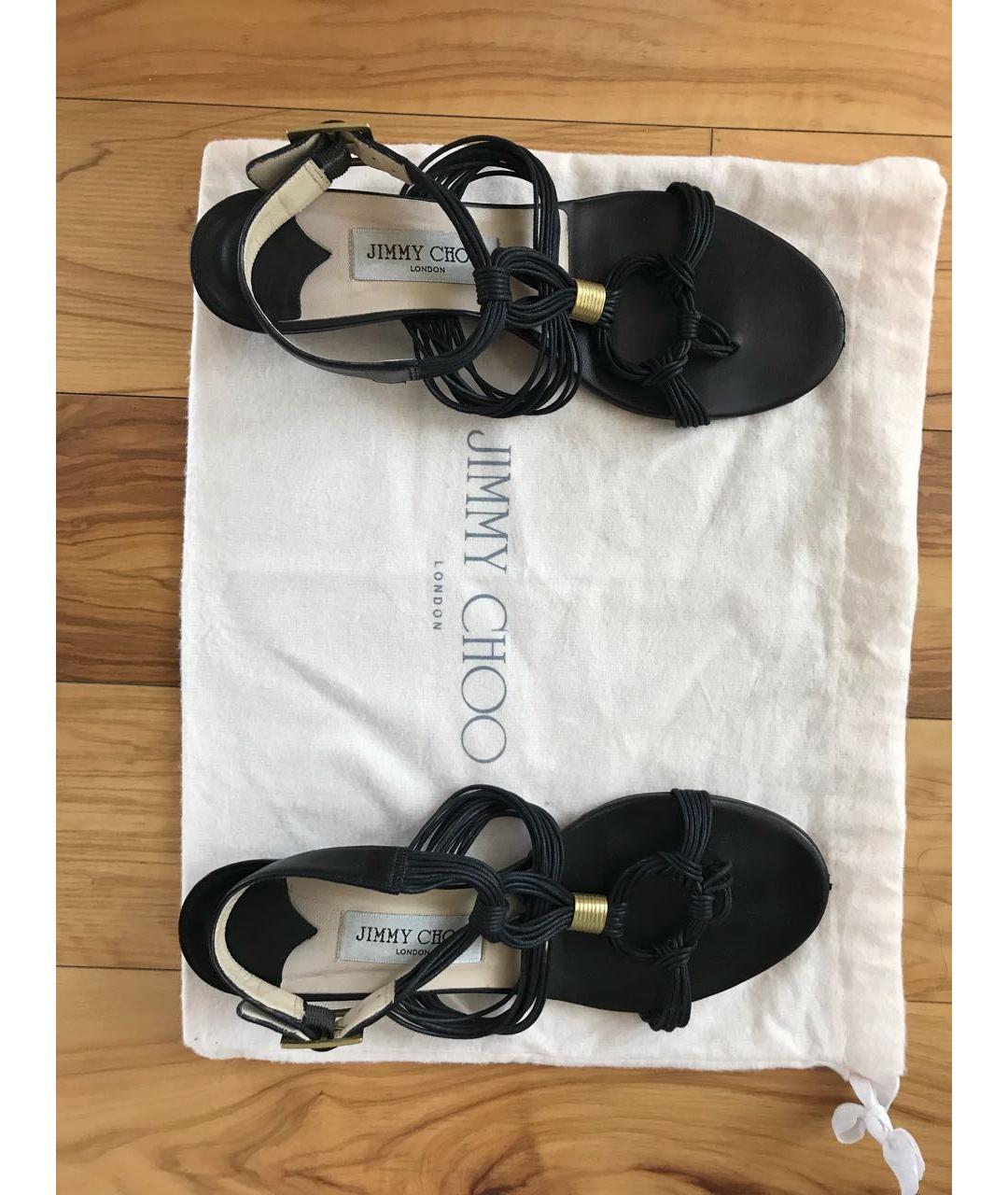 JIMMY CHOO Черные кожаные босоножки, фото 5