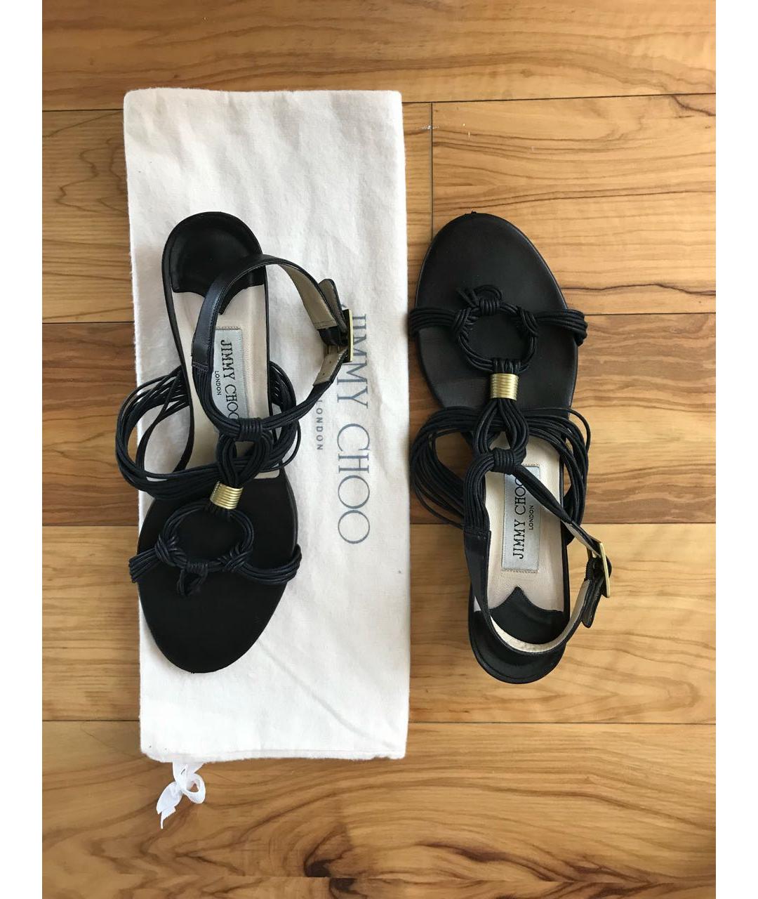 JIMMY CHOO Черные кожаные босоножки, фото 3