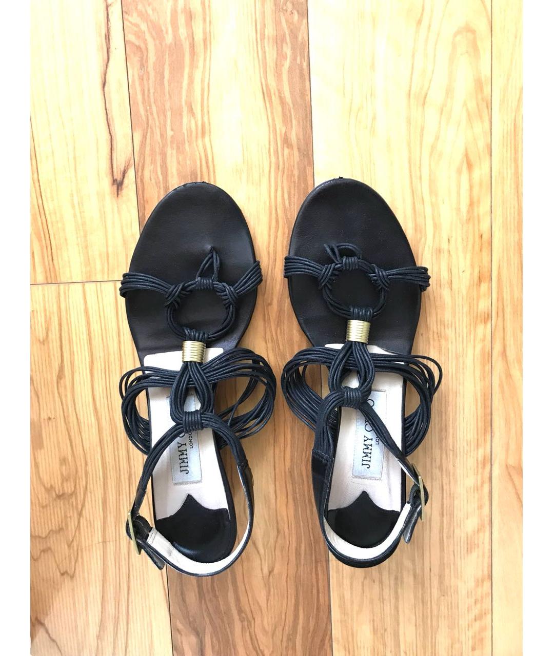 JIMMY CHOO Черные кожаные босоножки, фото 2