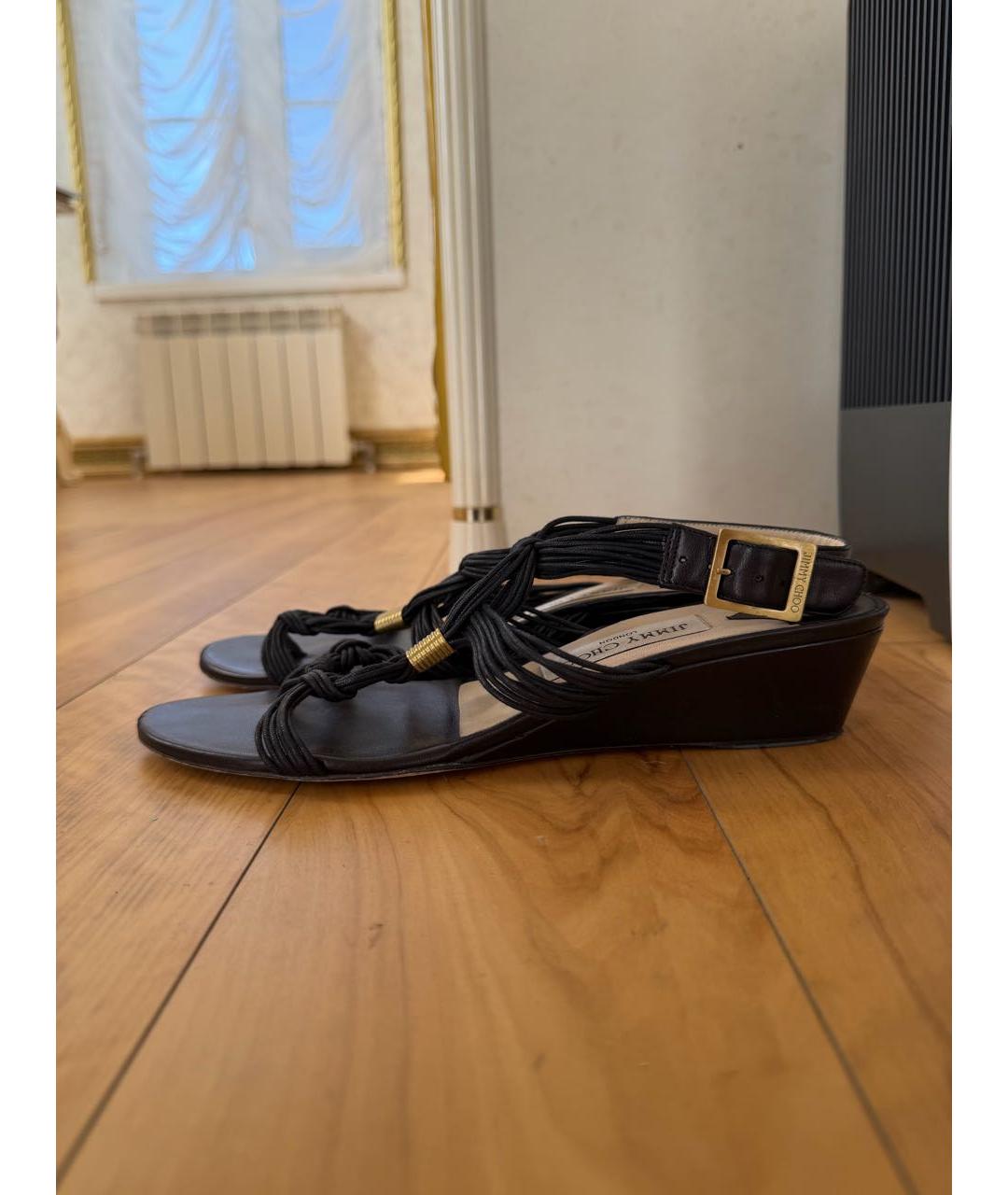 JIMMY CHOO Черные кожаные босоножки, фото 7