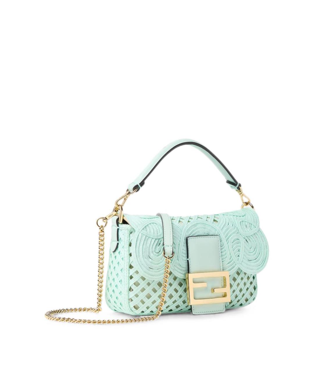 FENDI Бирюзовая плетеная сумка через плечо, фото 2