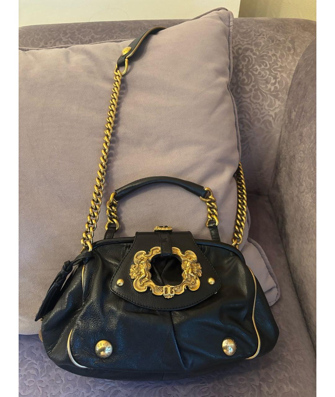 DOLCE&GABBANA Черная кожаная сумка с короткими ручками, фото 2