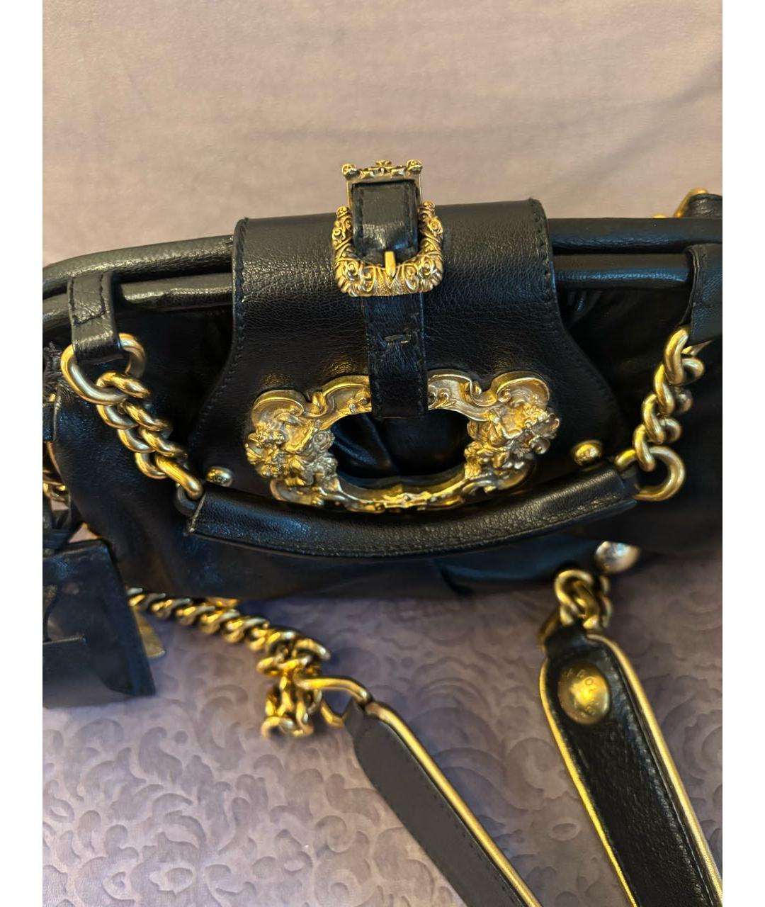 DOLCE&GABBANA Черная кожаная сумка с короткими ручками, фото 8
