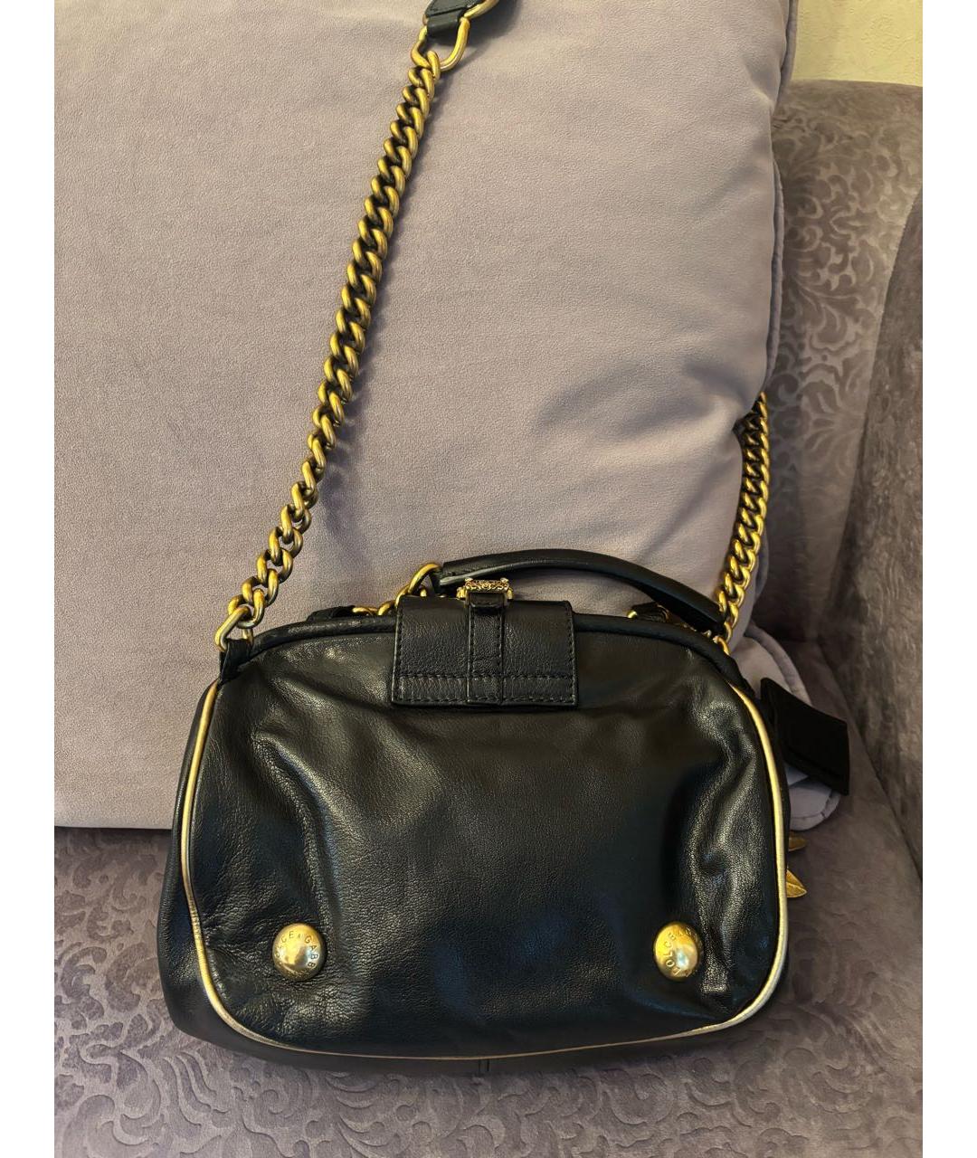 DOLCE&GABBANA Черная кожаная сумка с короткими ручками, фото 3