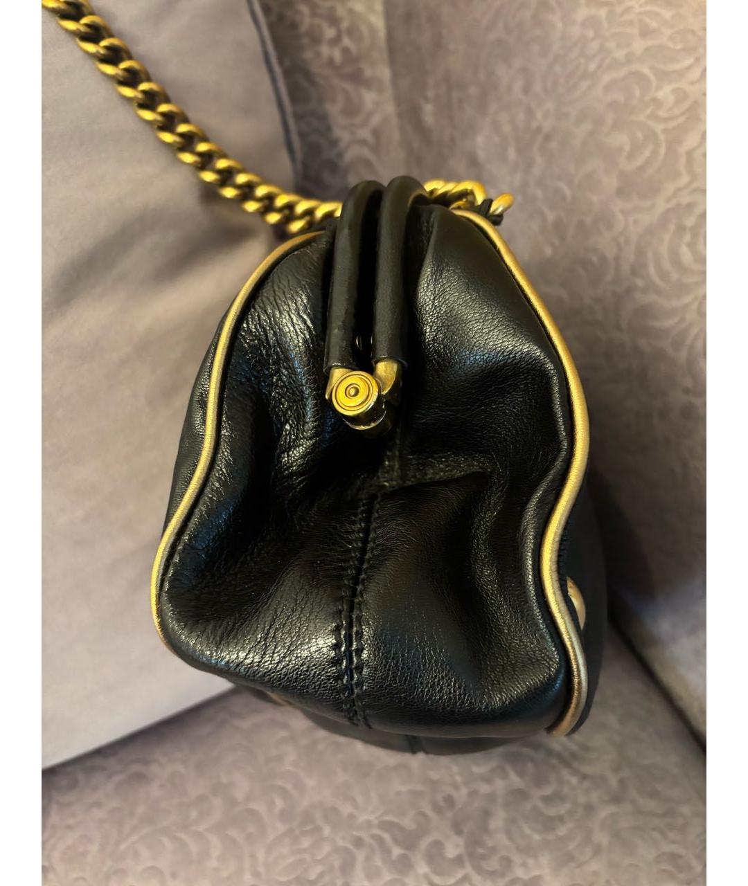 DOLCE&GABBANA Черная кожаная сумка с короткими ручками, фото 4