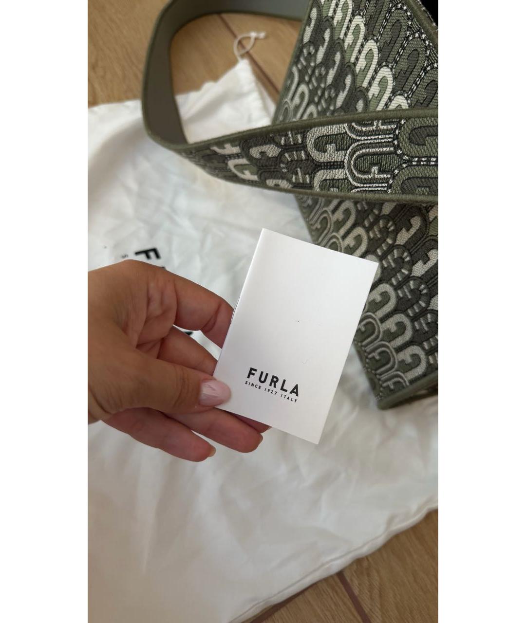 FURLA Зеленая жаккардовая сумка тоут, фото 7