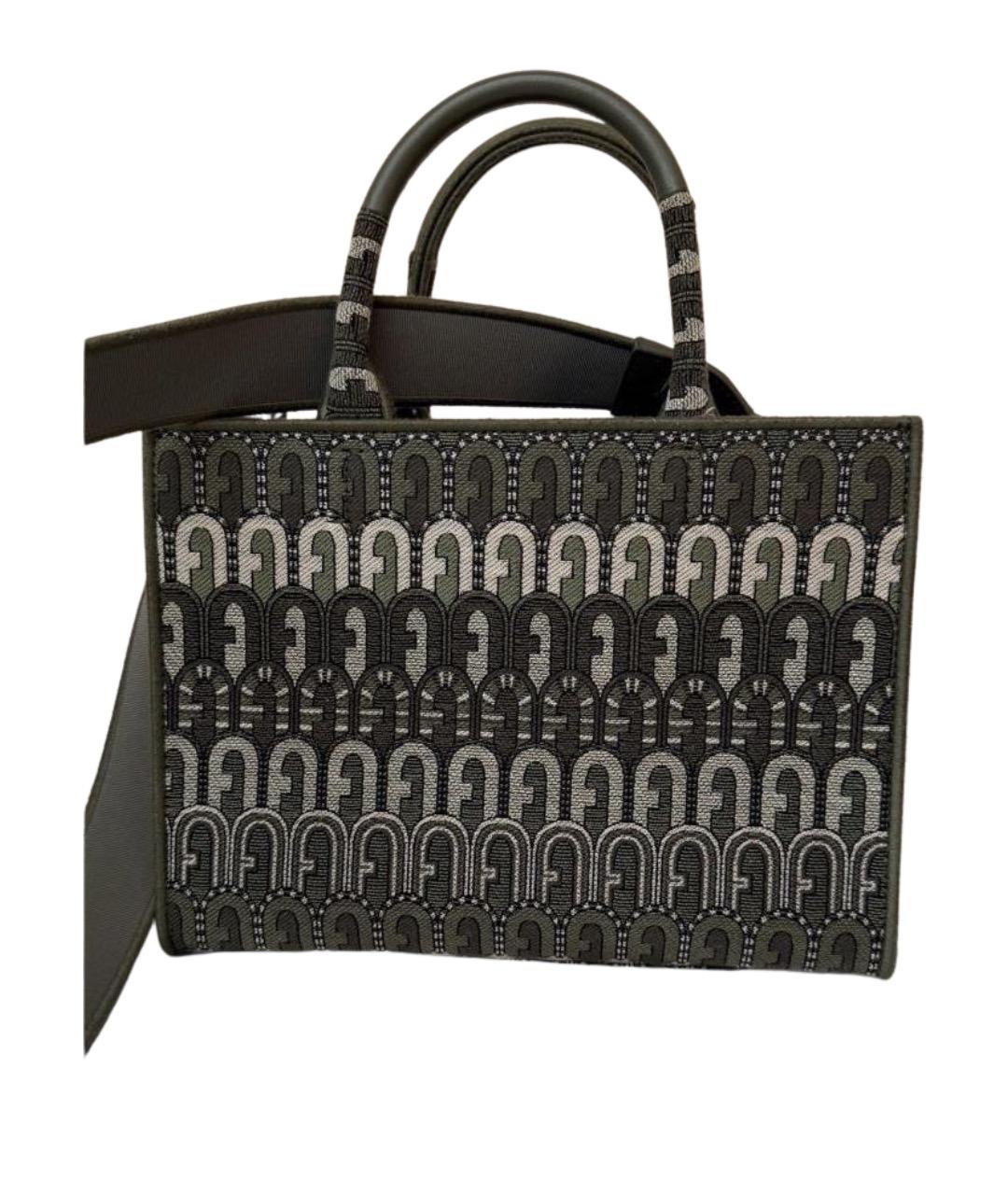 FURLA Зеленая жаккардовая сумка тоут, фото 1