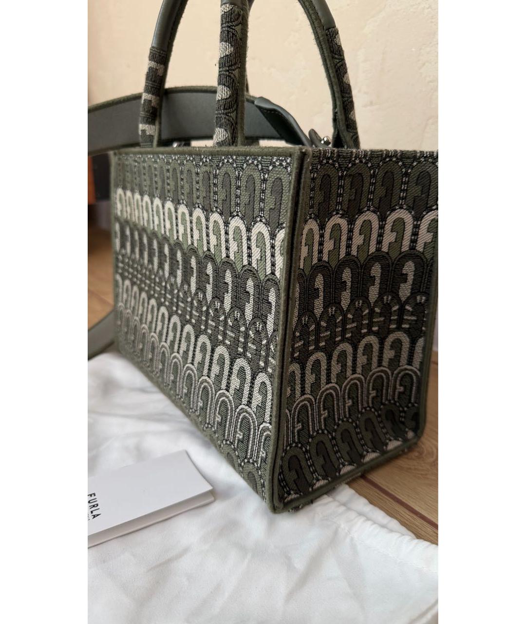 FURLA Зеленая жаккардовая сумка тоут, фото 2