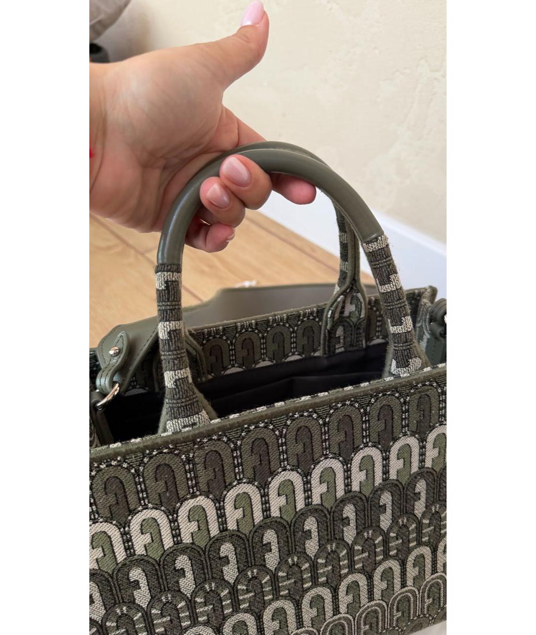 FURLA Зеленая жаккардовая сумка тоут, фото 6