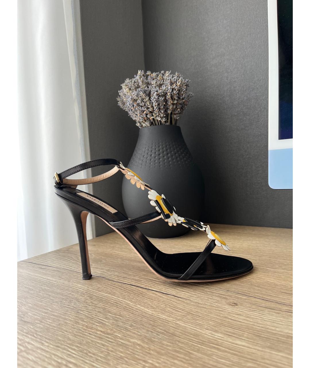 VALENTINO Черные кожаные босоножки, фото 6