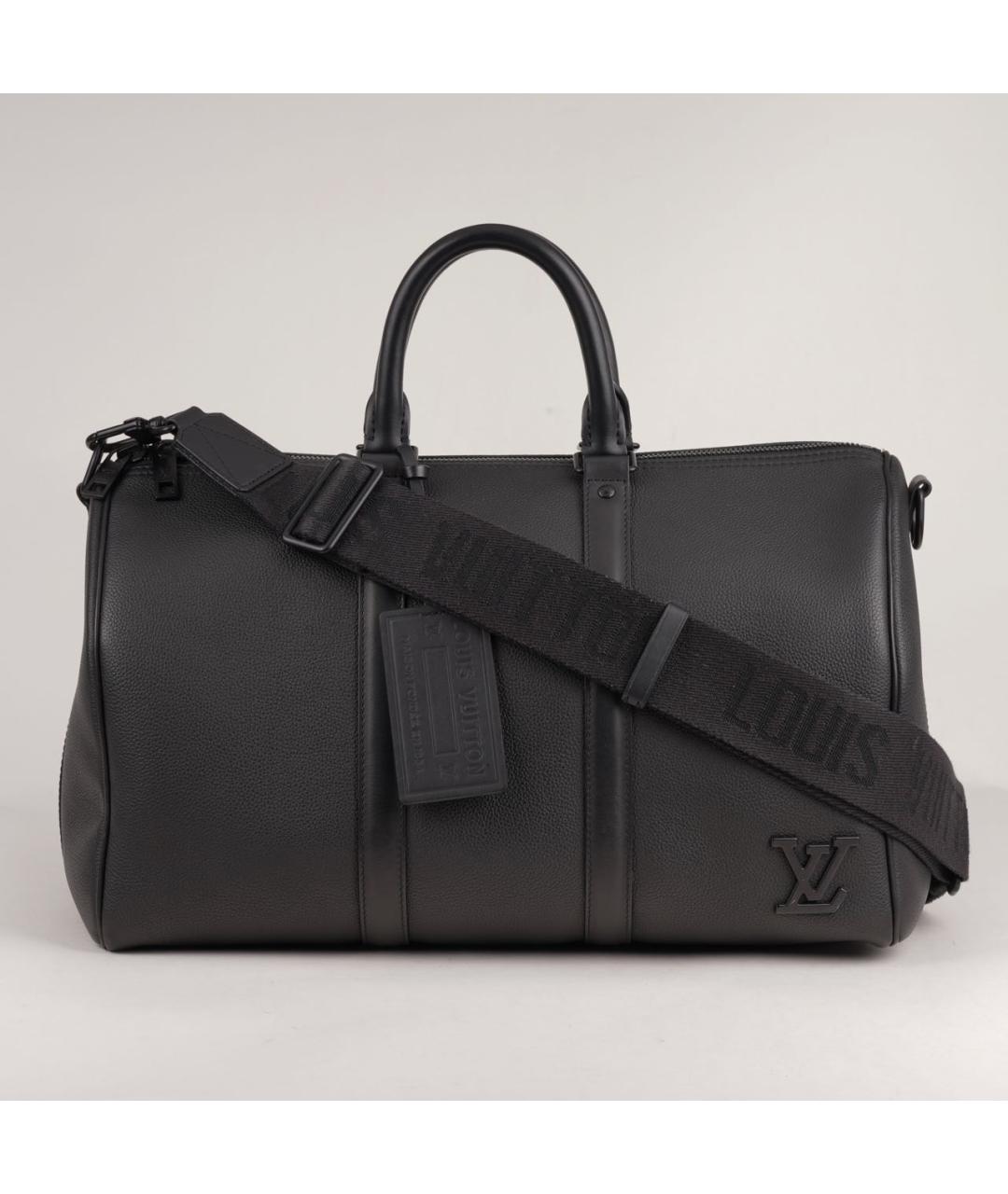 LOUIS VUITTON Черная кожаная дорожная/спортивная сумка, фото 9