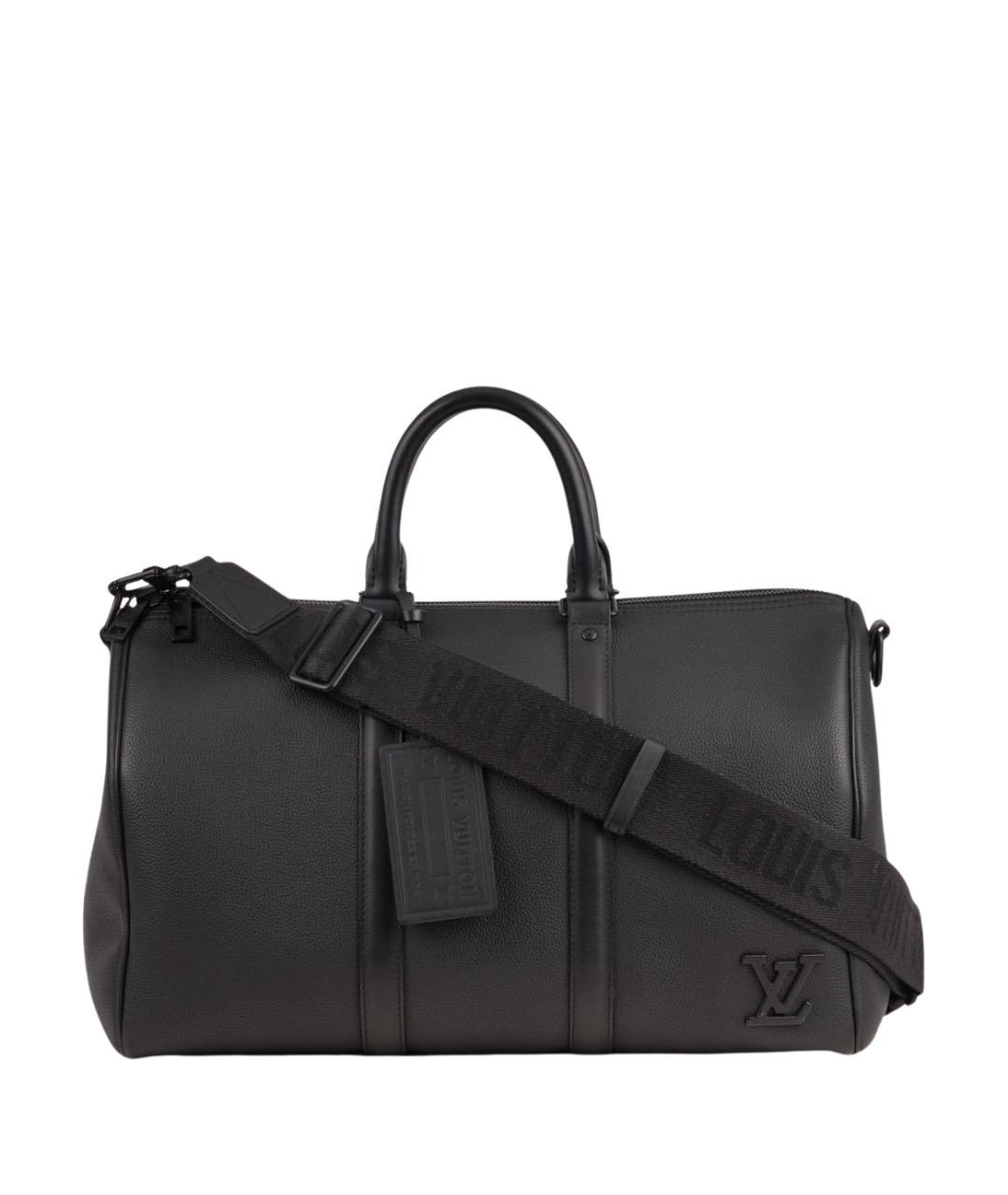 LOUIS VUITTON Черная кожаная дорожная/спортивная сумка, фото 1