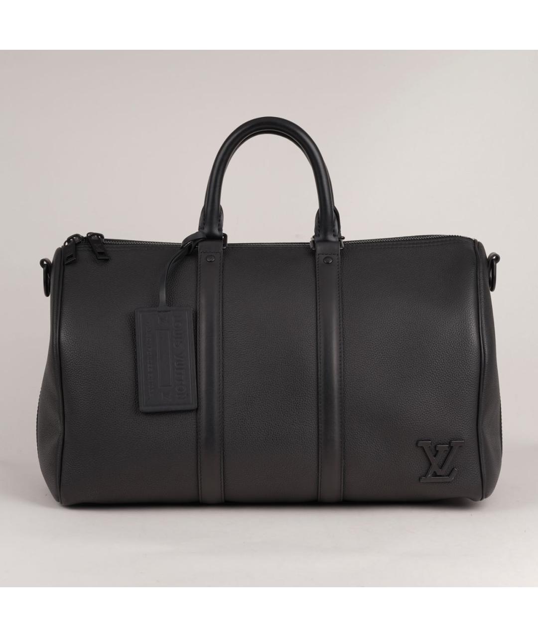 LOUIS VUITTON Черная кожаная дорожная/спортивная сумка, фото 2