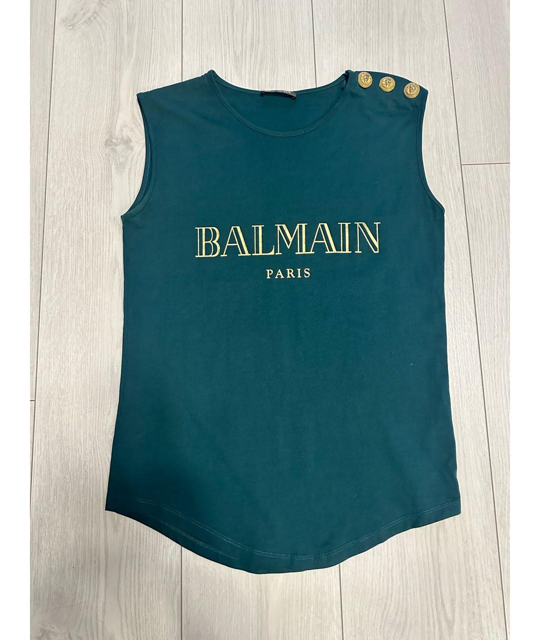 BALMAIN Зеленая хлопковая майка, фото 6