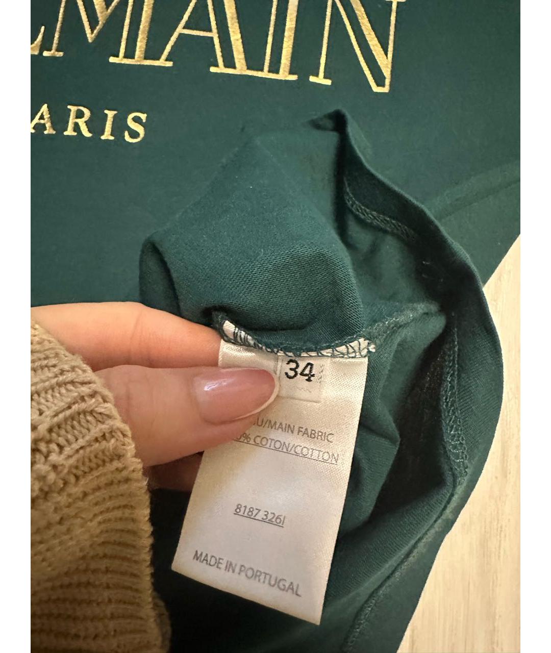 BALMAIN Зеленая хлопковая майка, фото 5