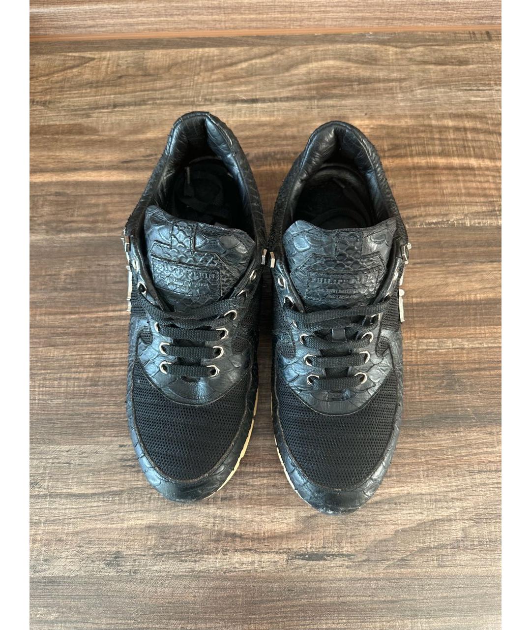 PHILIPP PLEIN Черные кроссовки из экзотической кожи, фото 3