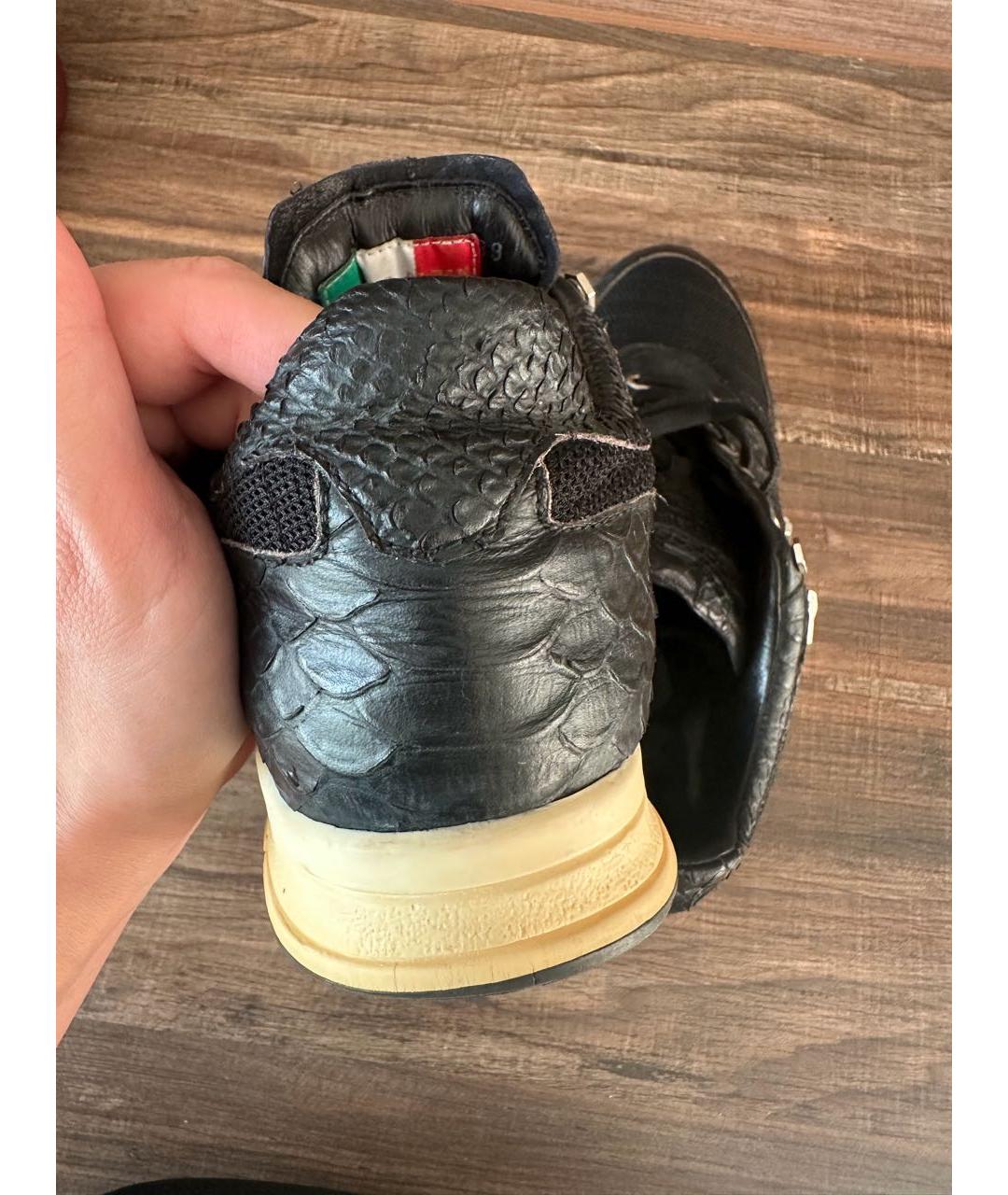 PHILIPP PLEIN Черные кроссовки из экзотической кожи, фото 4