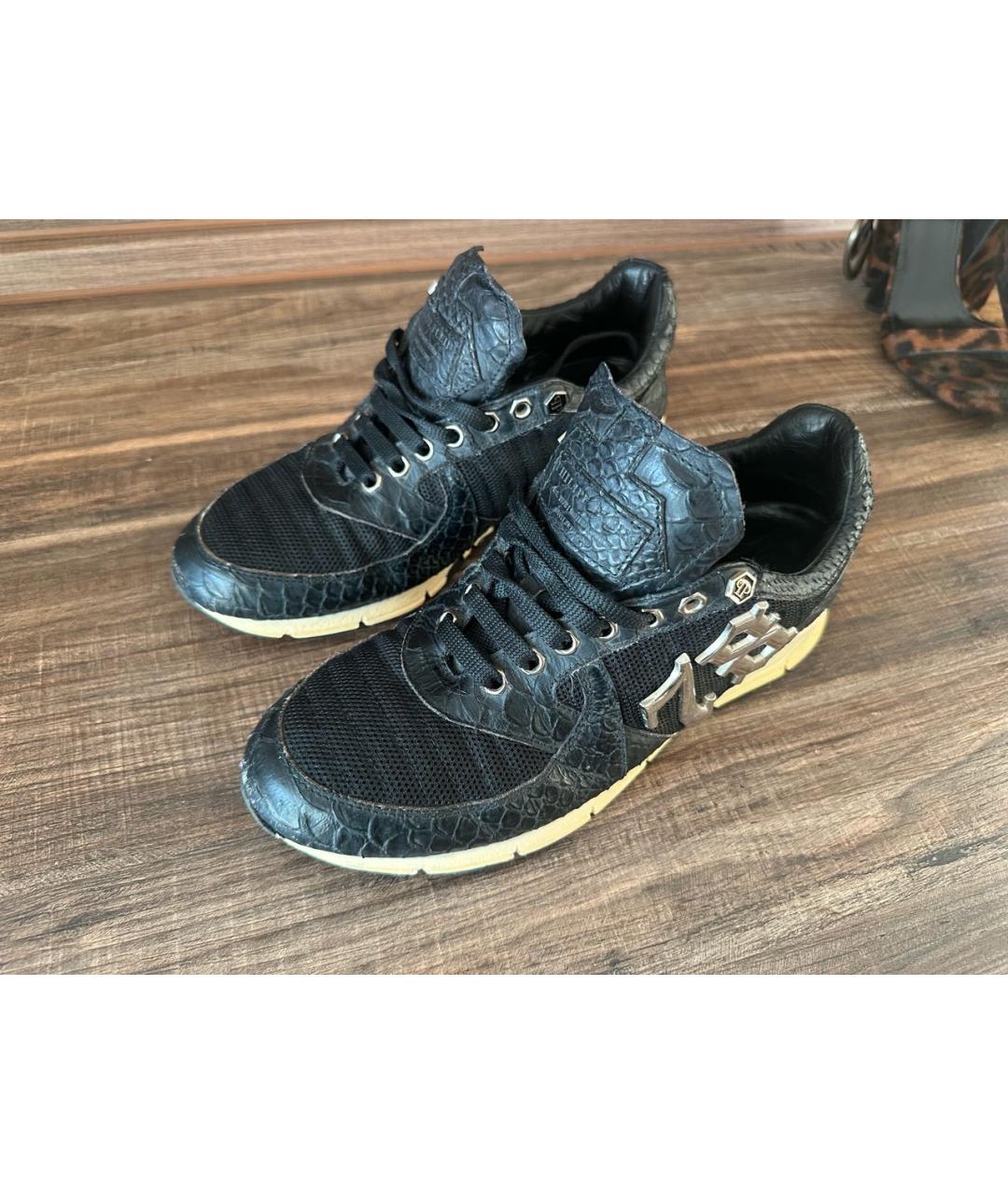 PHILIPP PLEIN Черные кроссовки из экзотической кожи, фото 6