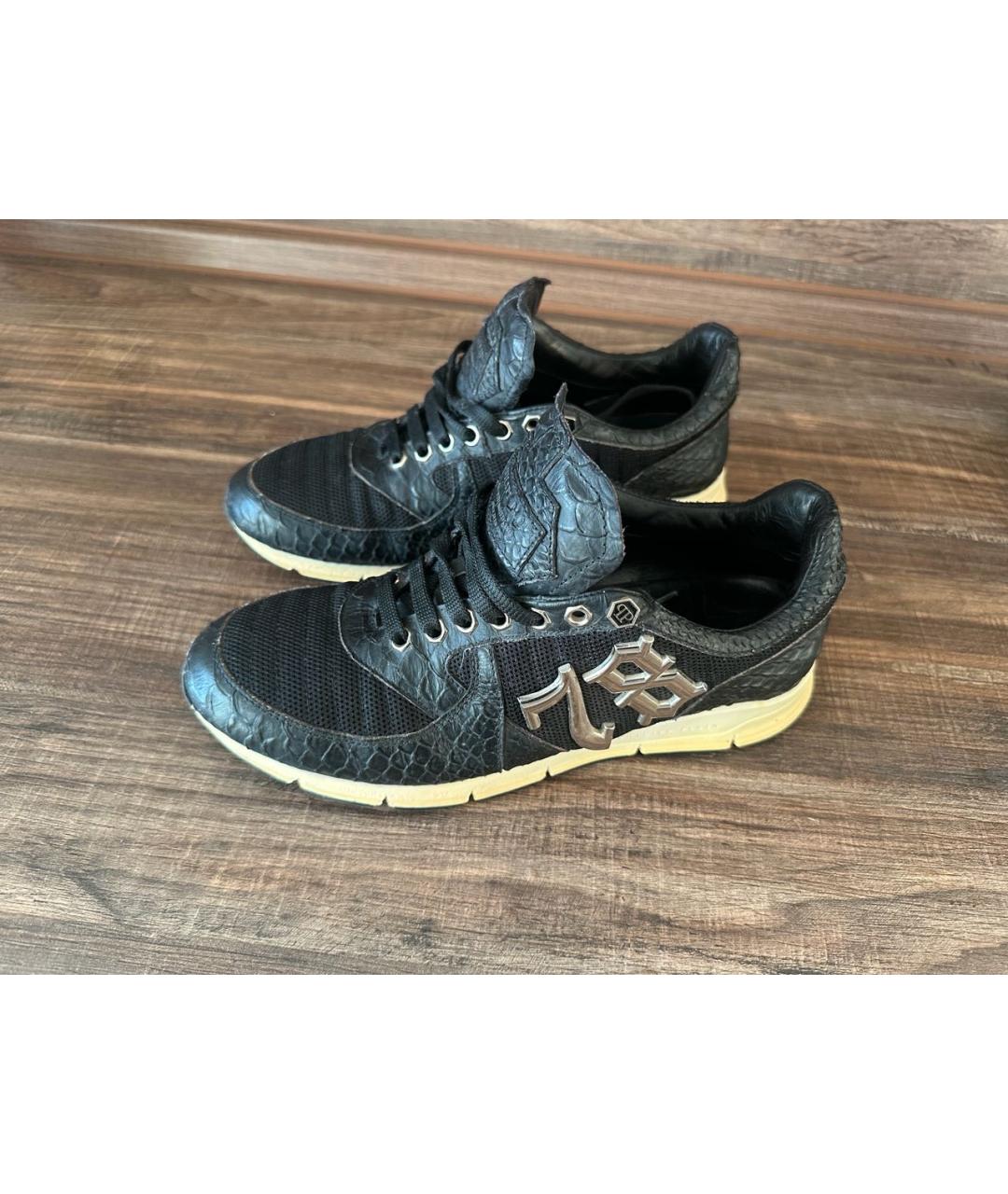 PHILIPP PLEIN Черные кроссовки из экзотической кожи, фото 7