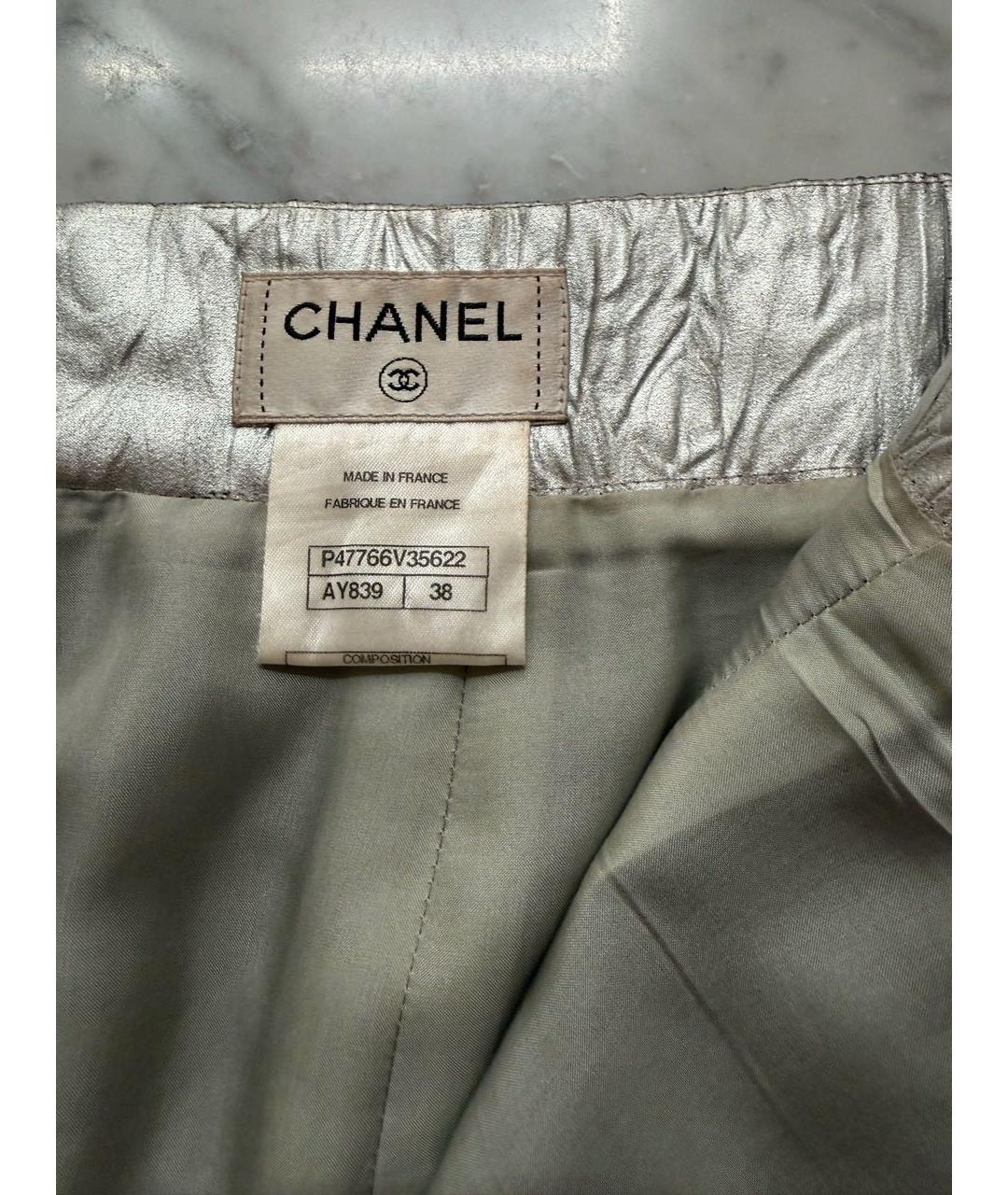 CHANEL Серебряная полиэстеровая юбка миди, фото 5