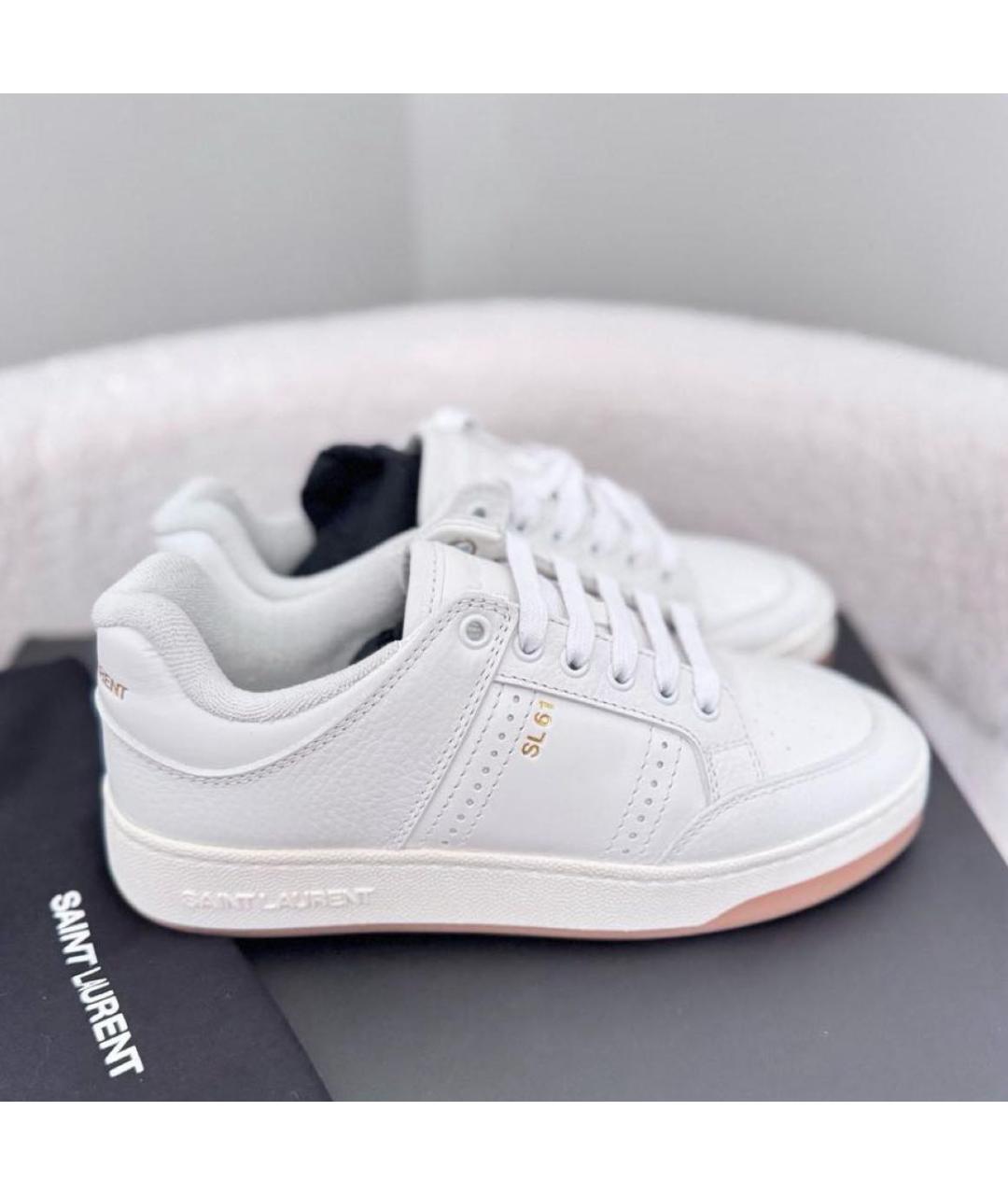 SAINT LAURENT Белые кожаные кеды, фото 2