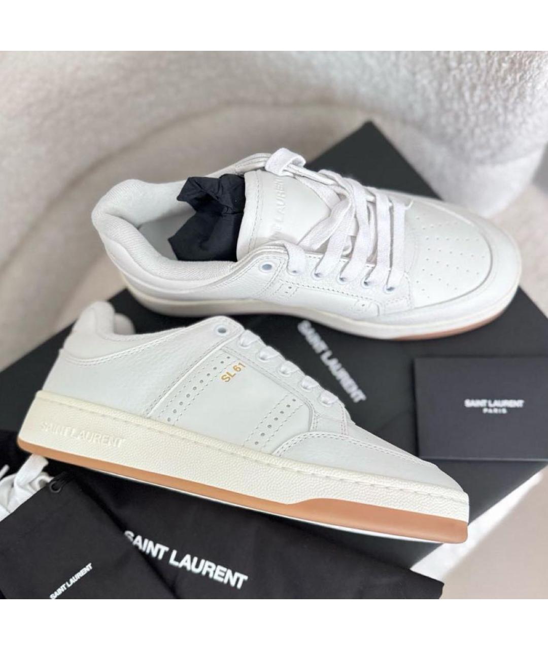 SAINT LAURENT Белые кожаные кеды, фото 3