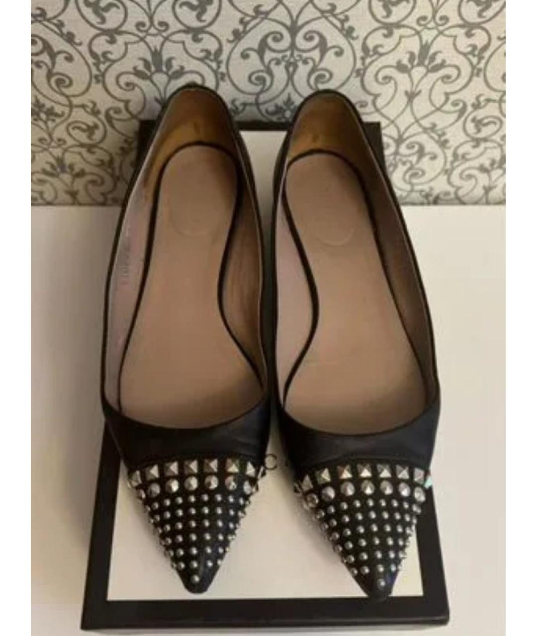 GUCCI Черные кожаные балетки, фото 3