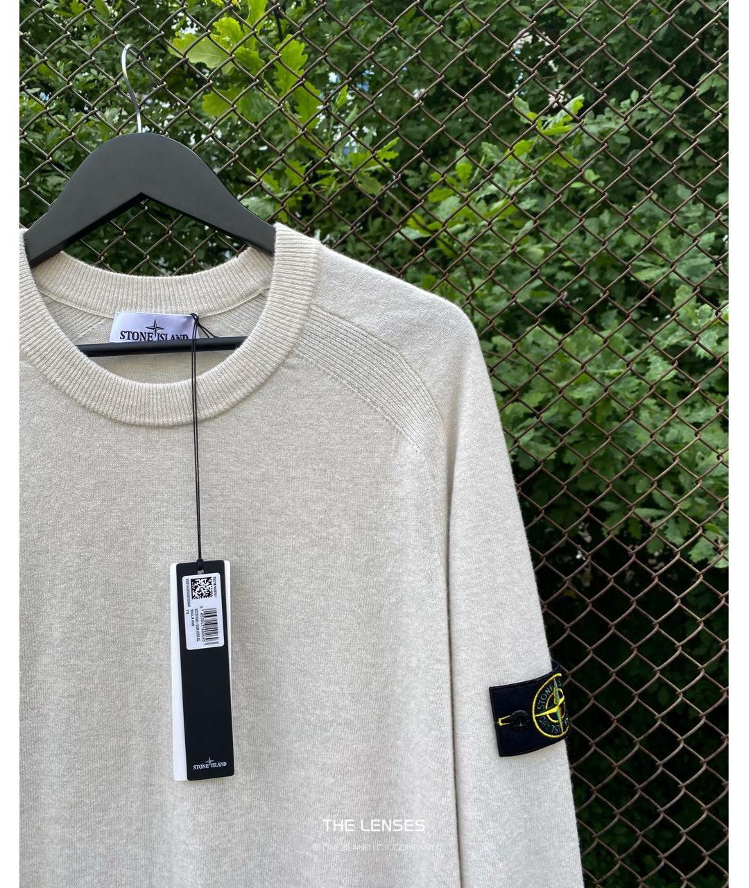 STONE ISLAND Бежевый шерстяной джемпер / свитер, фото 3