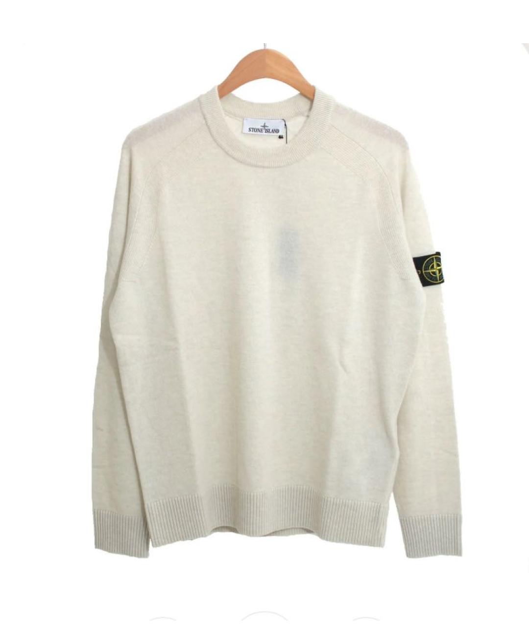 STONE ISLAND Бежевый шерстяной джемпер / свитер, фото 7