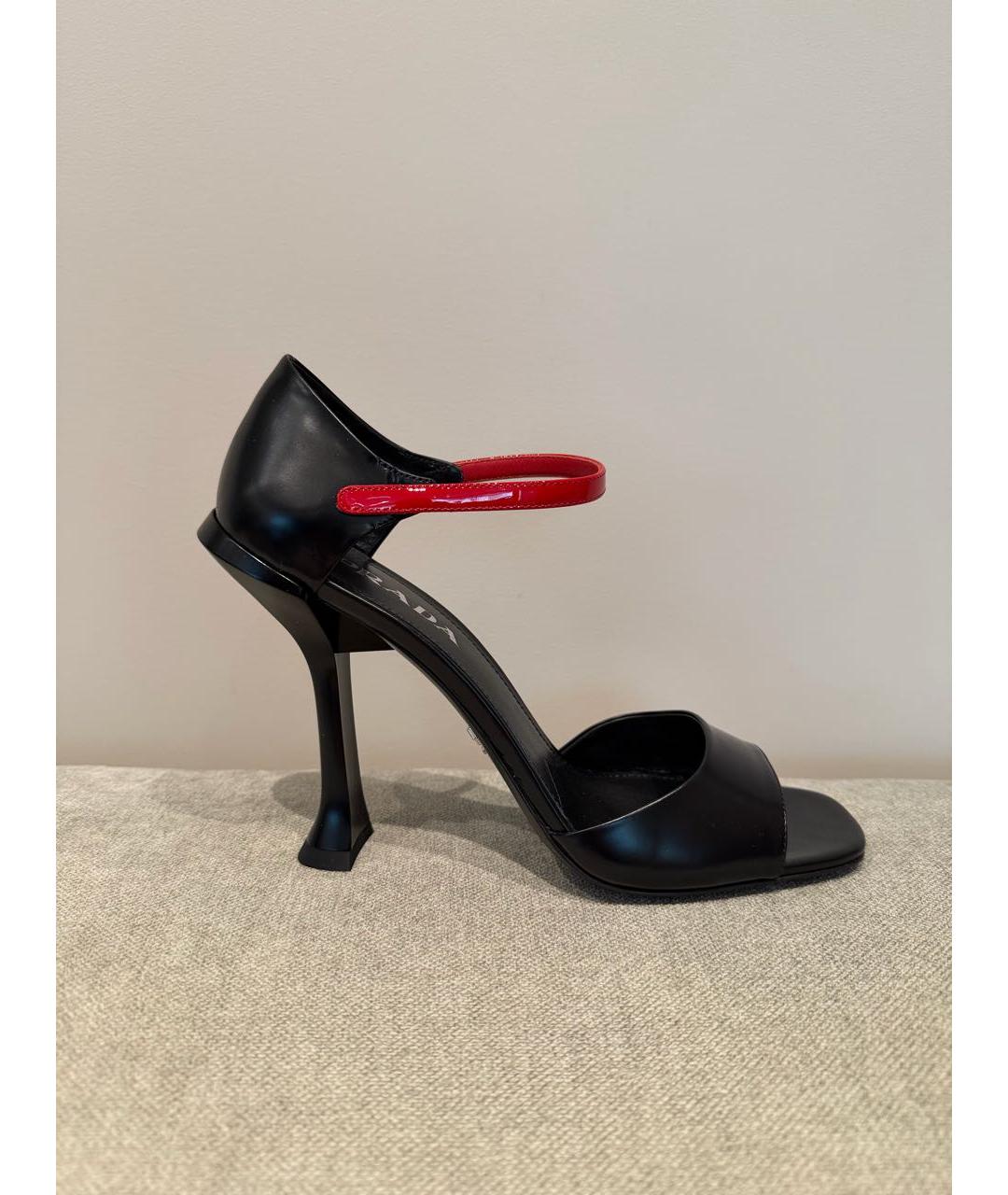 PRADA Черные кожаные босоножки, фото 8