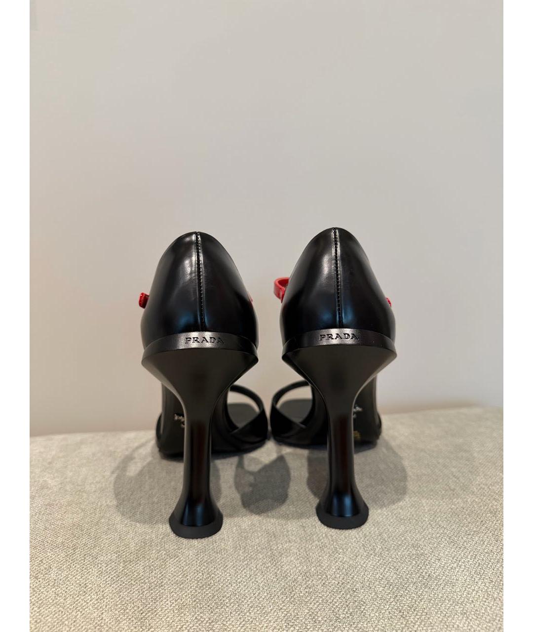 PRADA Черные кожаные босоножки, фото 4