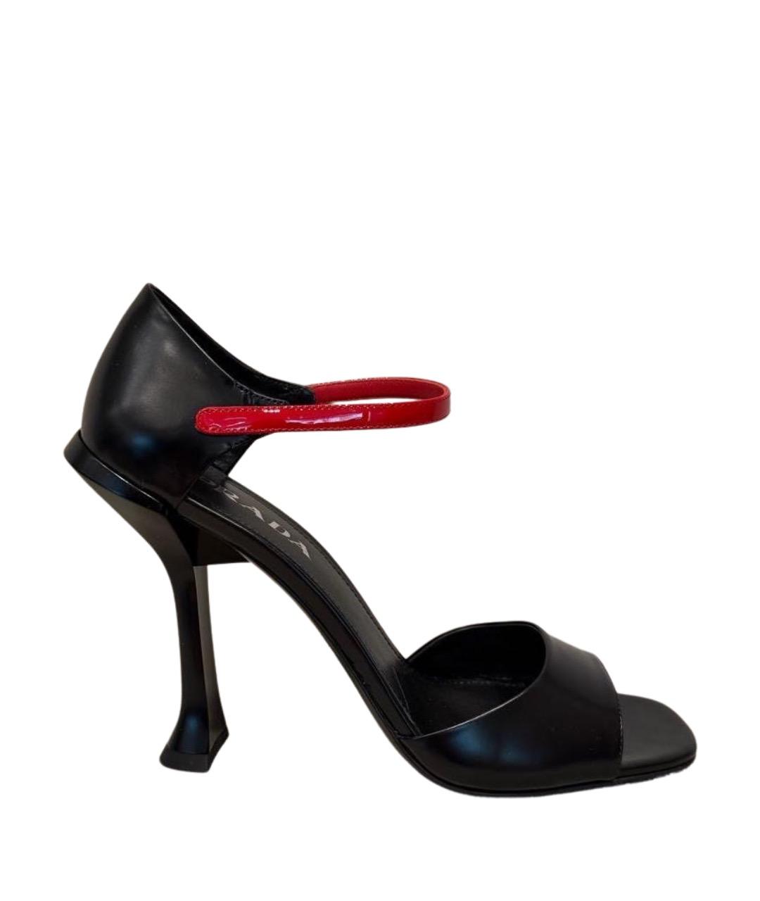 PRADA Черные кожаные босоножки, фото 1