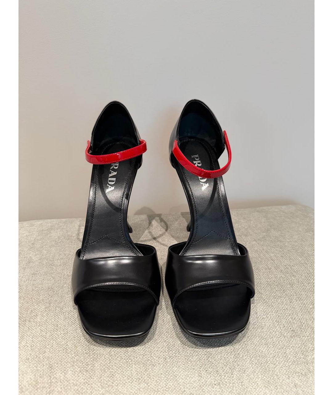 PRADA Черные кожаные босоножки, фото 2