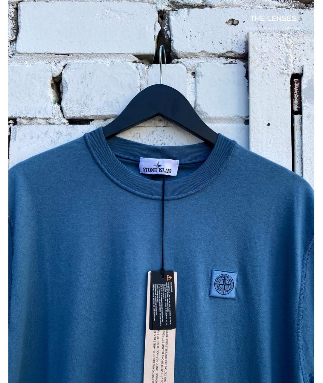 STONE ISLAND Синяя хлопковая футболка, фото 3