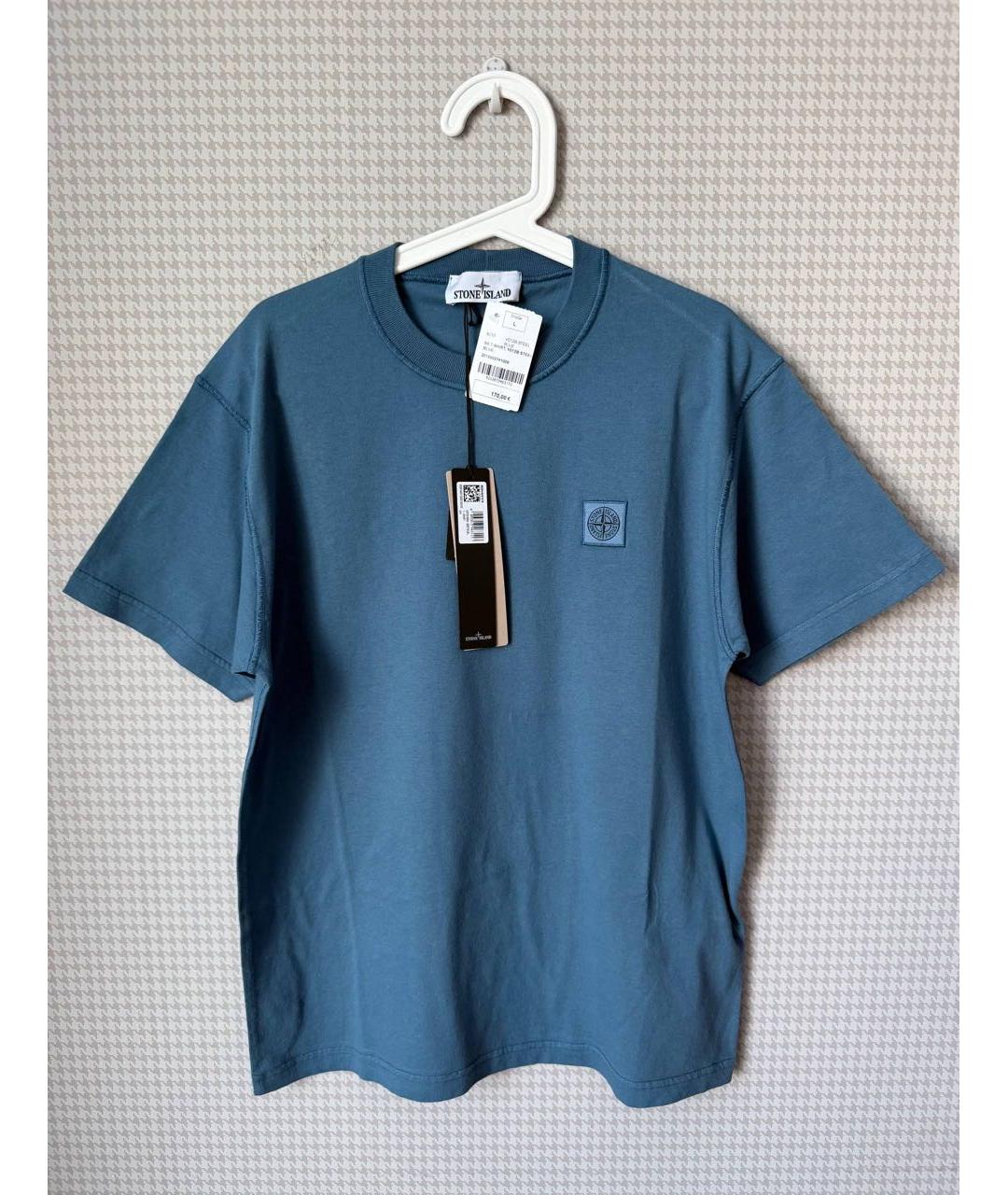 STONE ISLAND Синяя хлопковая футболка, фото 4