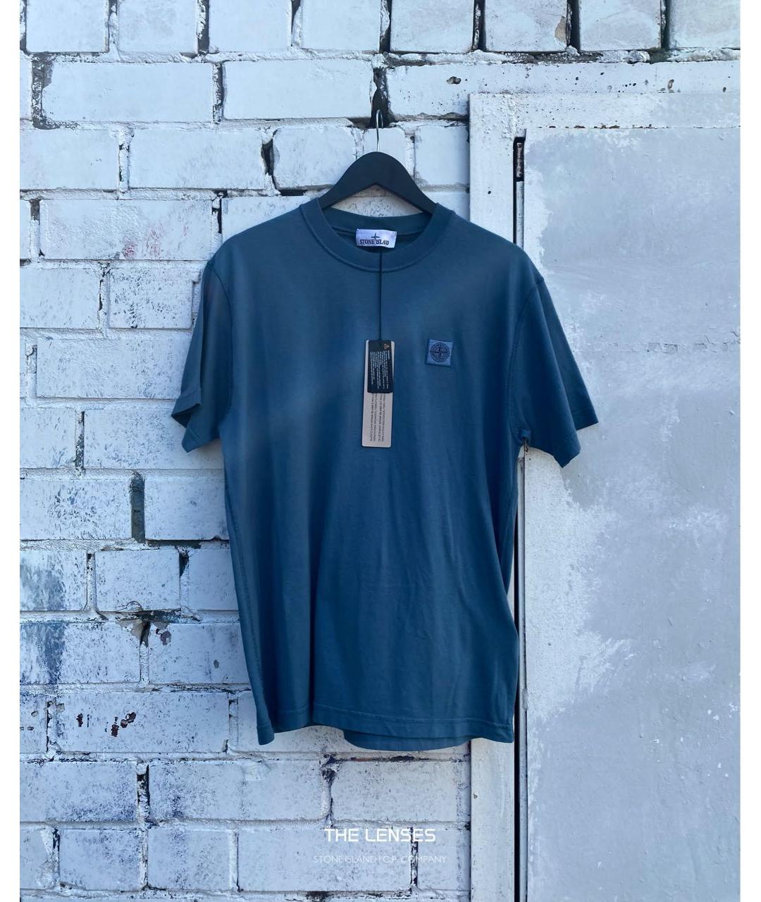 STONE ISLAND Синяя хлопковая футболка, фото 2