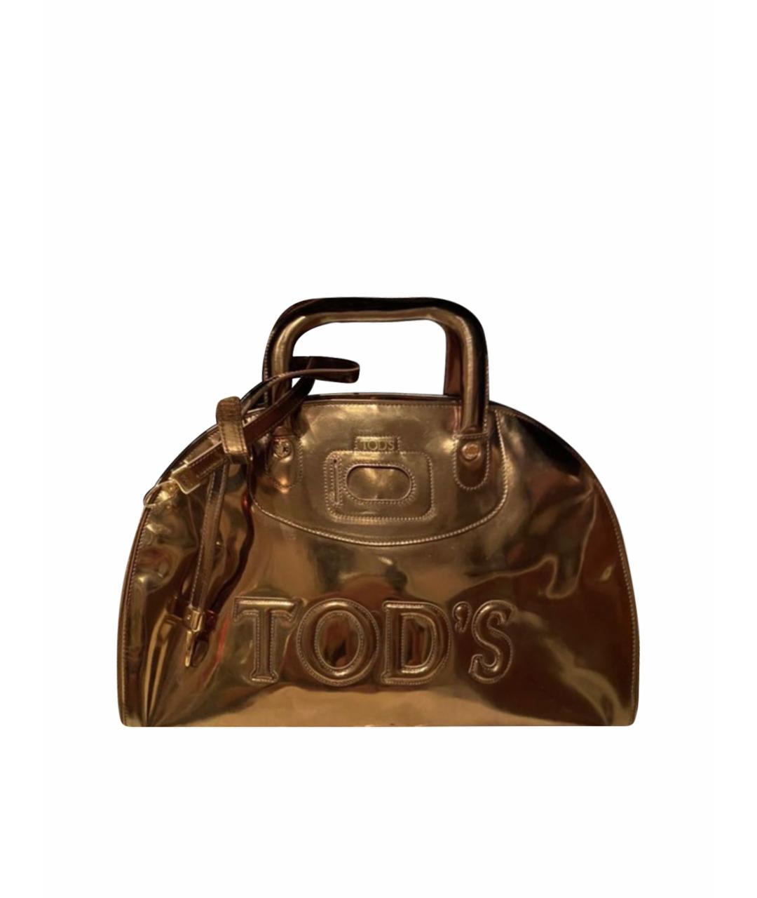 TOD'S Золотая дорожная/спортивная сумка из лакированной кожи, фото 1