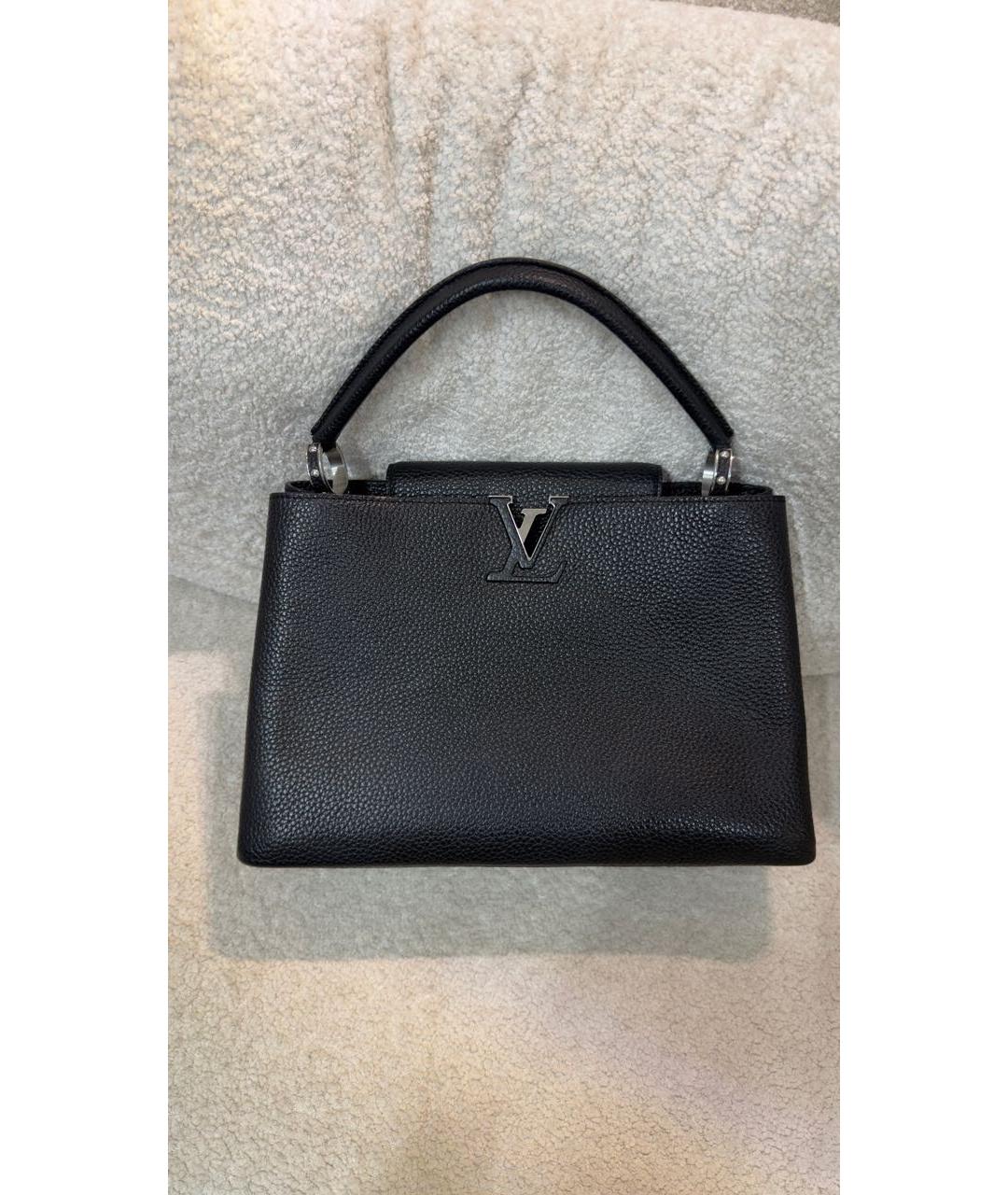 LOUIS VUITTON Черная кожаная сумка с короткими ручками, фото 2