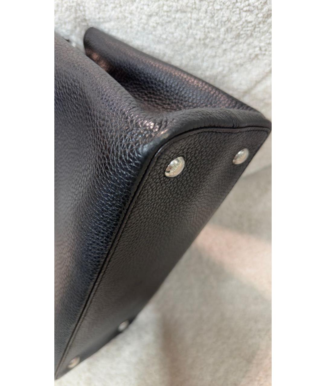 LOUIS VUITTON Черная кожаная сумка с короткими ручками, фото 8