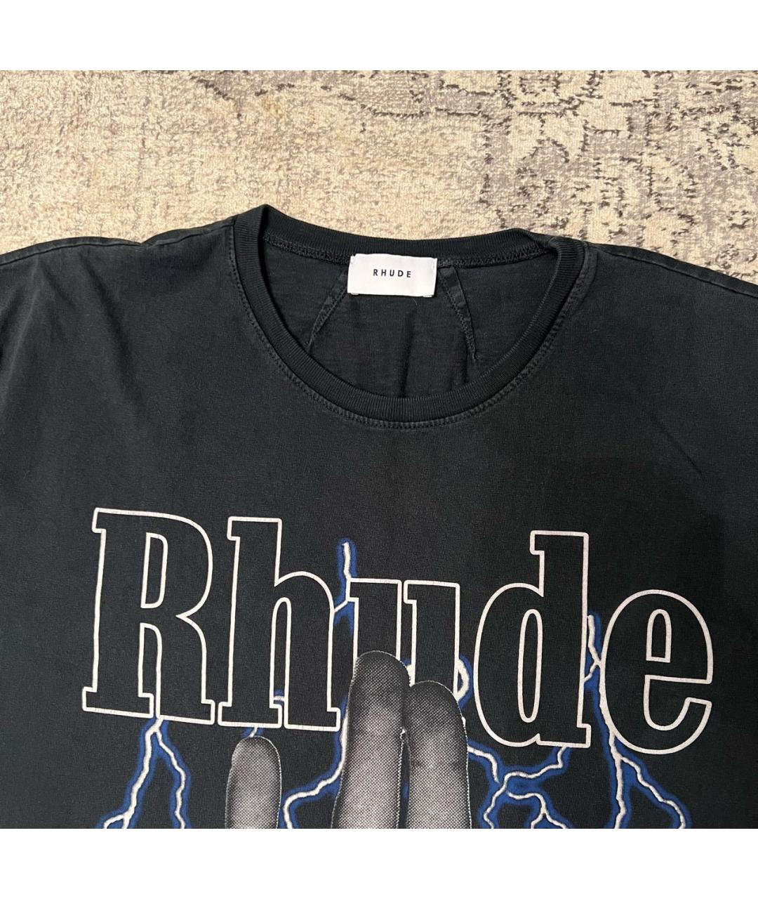 RHUDE Антрацитовая хлопковая футболка, фото 3