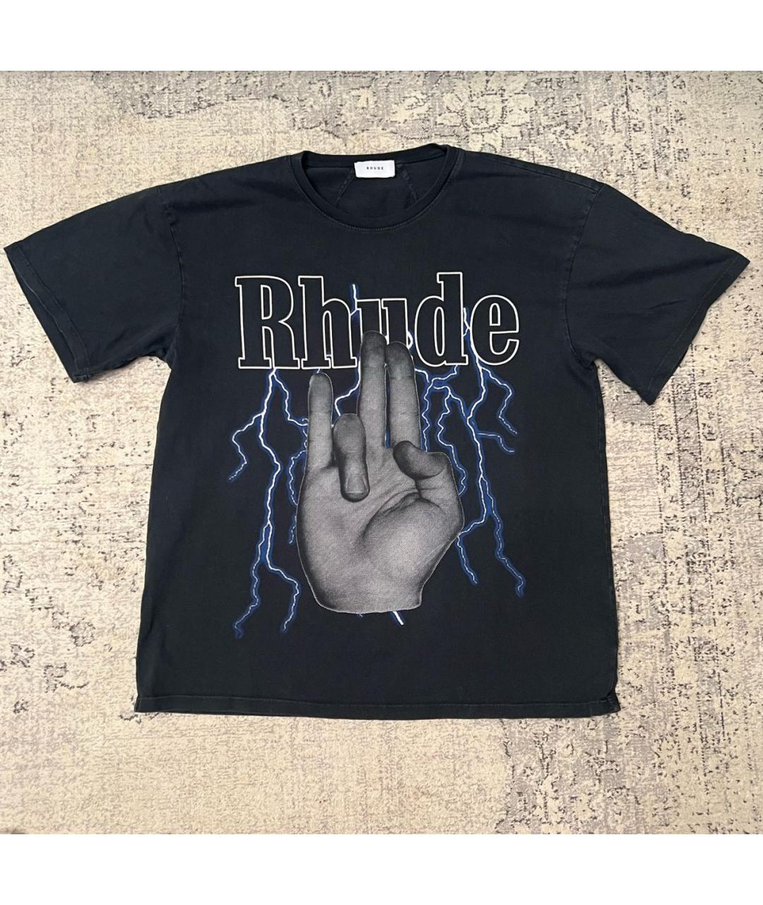 RHUDE Антрацитовая хлопковая футболка, фото 6