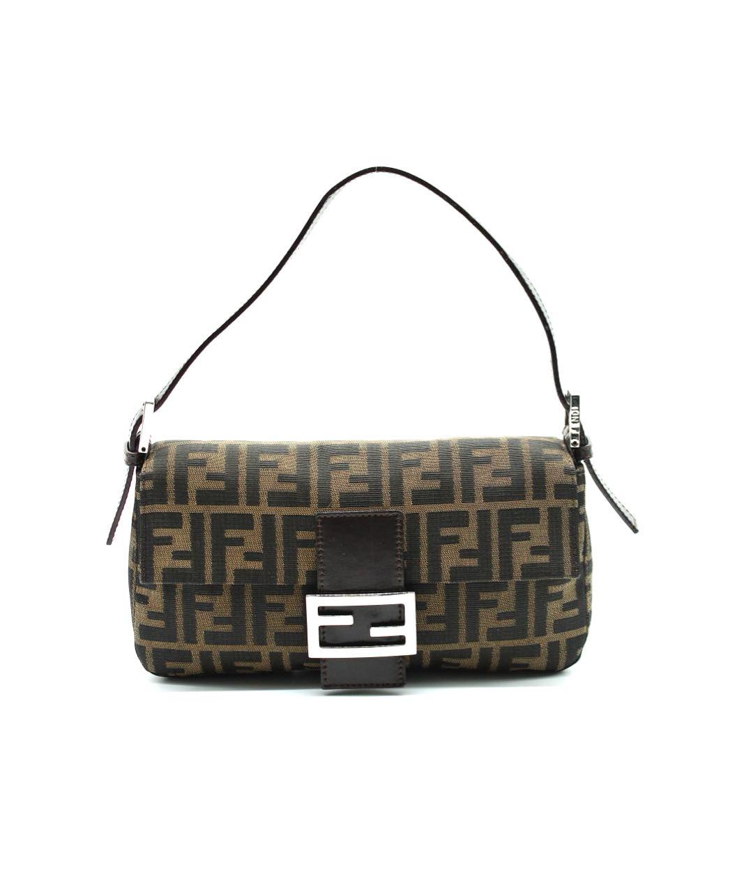FENDI Коричневая жаккардовая сумка с короткими ручками, фото 9