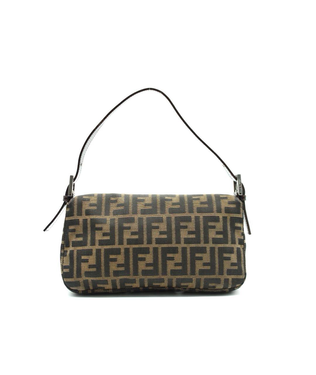 FENDI Коричневая жаккардовая сумка с короткими ручками, фото 2