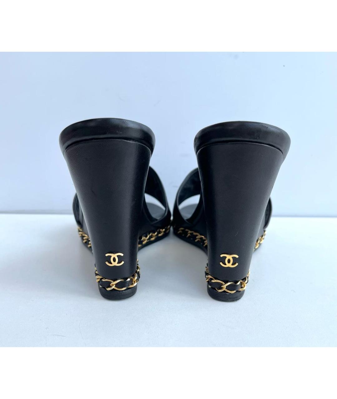 CHANEL Черные кожаные сабо, фото 6