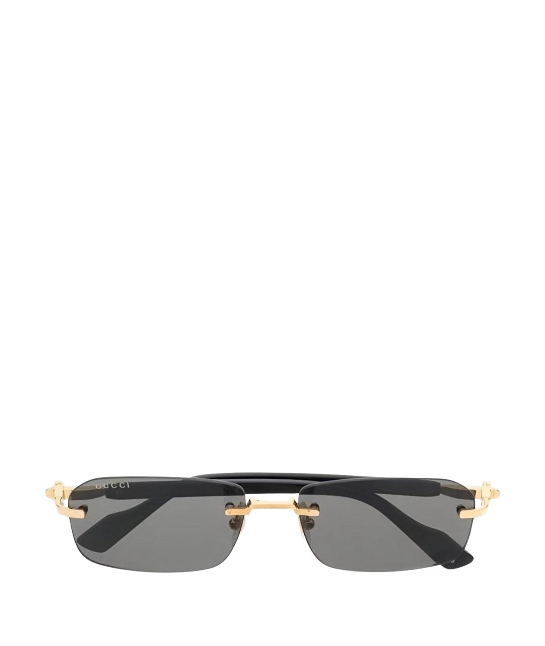 GUCCI Черные металлические солнцезащитные очки, фото 1