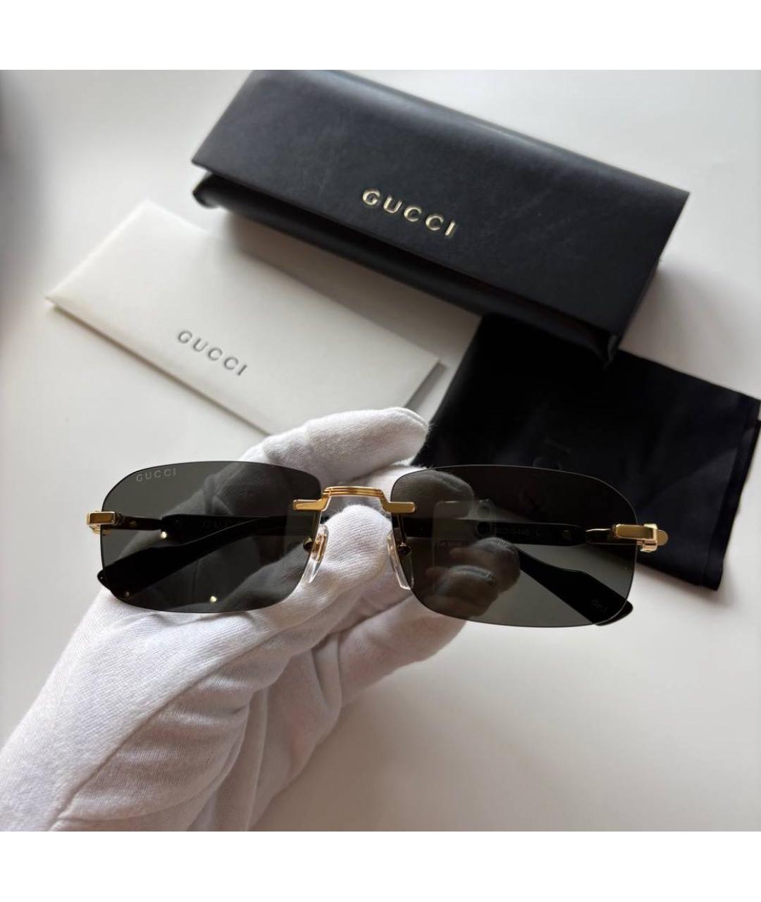GUCCI Черные металлические солнцезащитные очки, фото 4