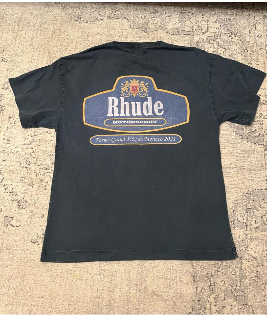 RHUDE Антрацитовая хлопковая футболка, фото 2