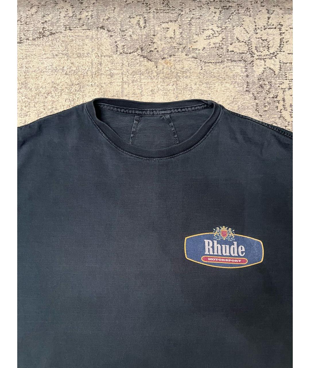 RHUDE Антрацитовая хлопковая футболка, фото 3